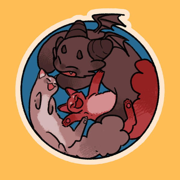 Ohn, Hong, and Raon happily playing together. Art by jiminsi_arts.