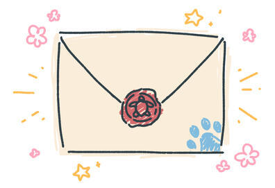 Envelope with turtle wax seal. Art by svenituse